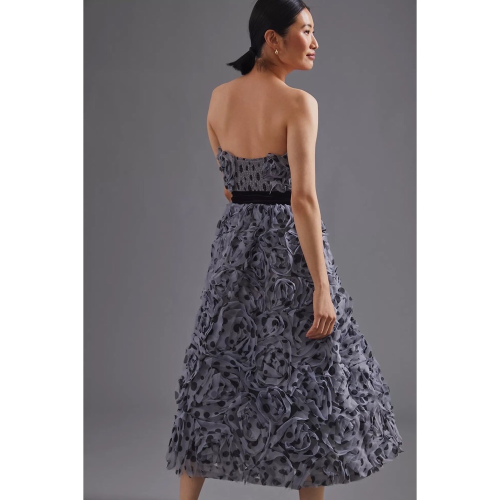 Anthropologie Appliqued Tulle Strapless Midi Dress - Picture 4 of 4
